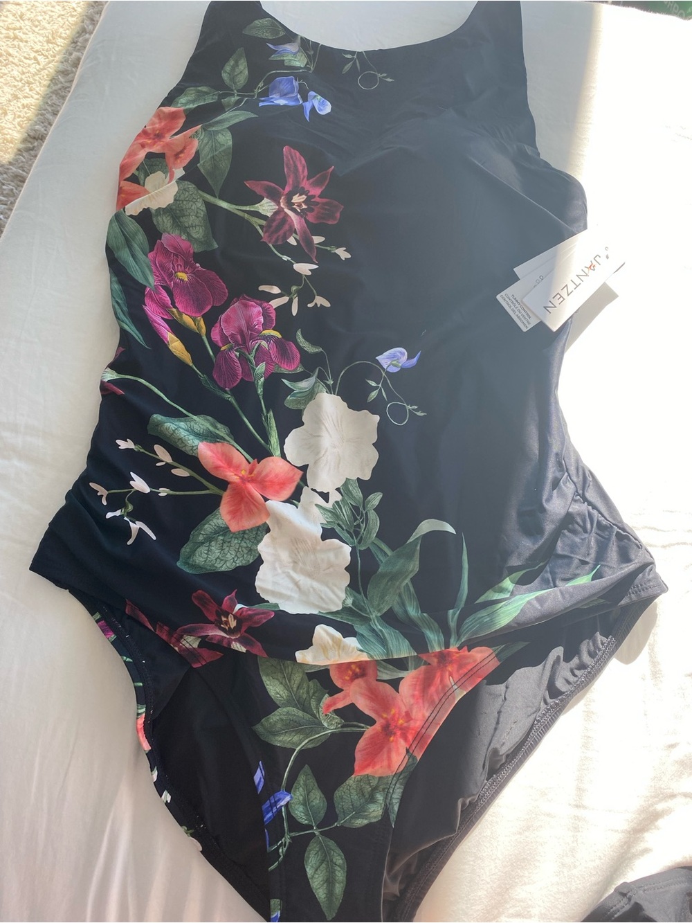 Jantzen Black One-Piece Swimsuit with Multicolor Floral Print